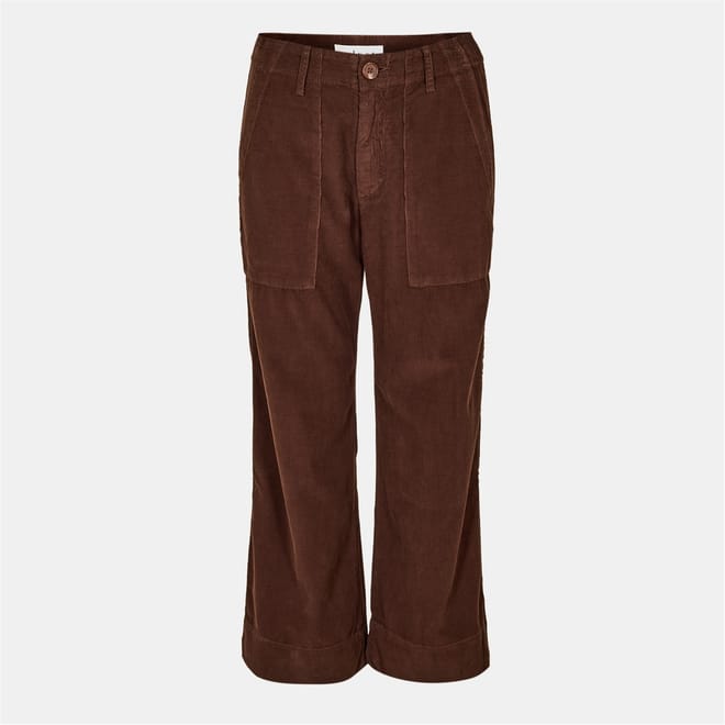 Solid Patterned Wide Leg Five Pocket Chinos