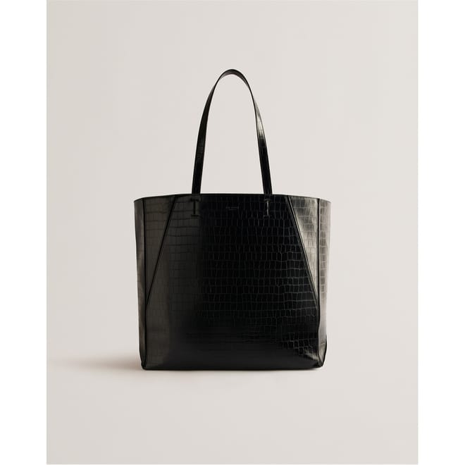 Crocodile Skin Square Shape Shopper Tote