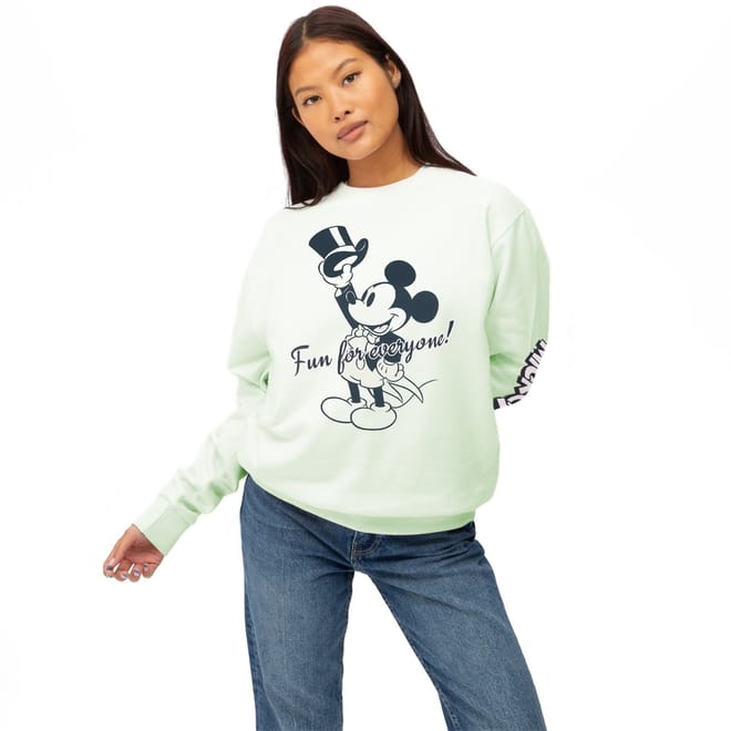 Mickey Mouse Logo Print Crew Neck Sweater