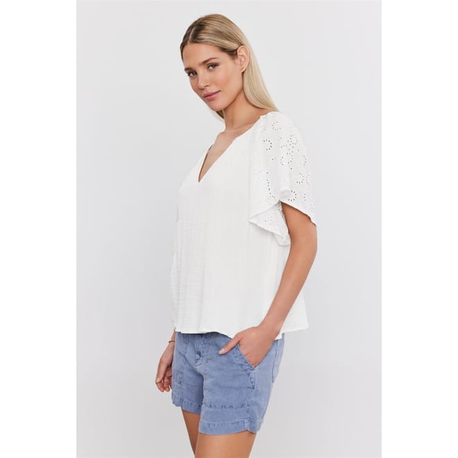 Regular Fit Flutter Sleeve V-Neck Blouse