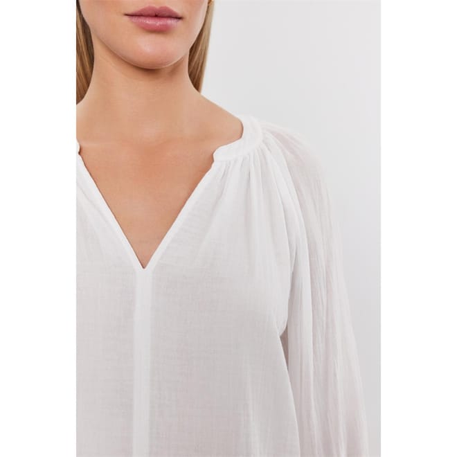 Regular Fit Puff Sleeve V-Neck Blouse