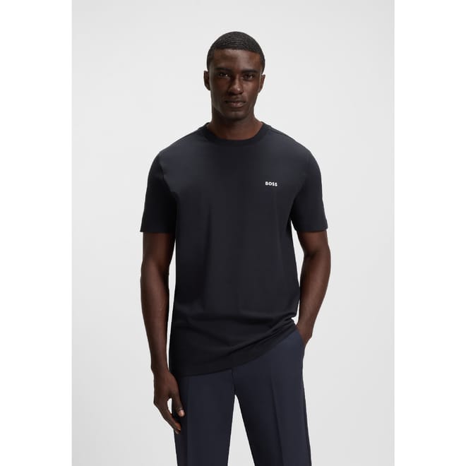 Stretch Cotton T-Shirt with Logo Detail