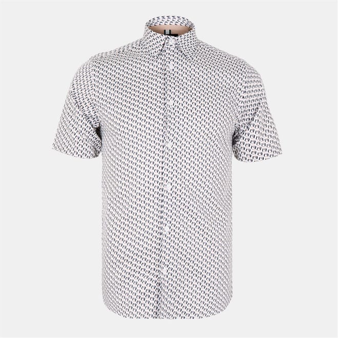 Geo Geographic Print Regular Fit Short Sleeve Shirt