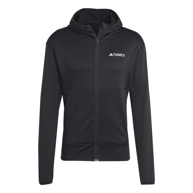Solid Patterned Hooded Full Zipper Fleece Jacket