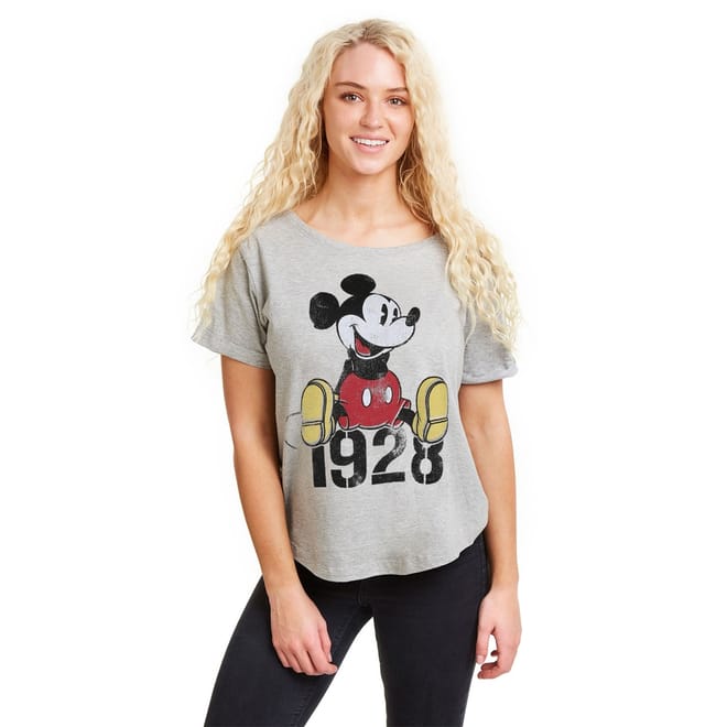 Mickey Mouse Graphic Rolled Cuff T-Shirt
