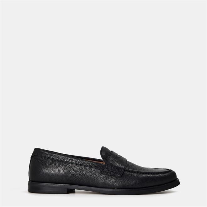 Textured Penny Loafers with Low Heel