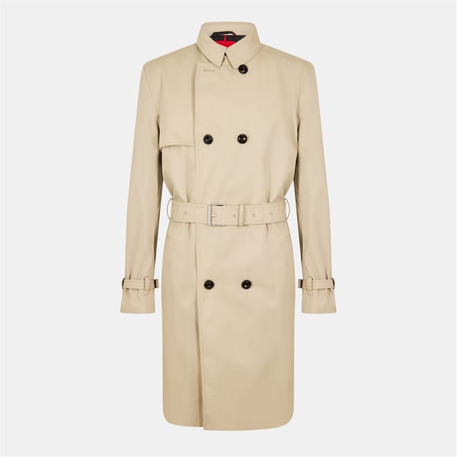 Solid Patterned Roll Up Cuff Trench Coat
