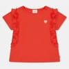 Regular Fit Ruffle Sleeve Crew Neck T-Shirt