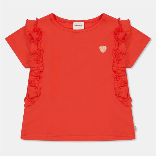 Regular Fit Ruffle Sleeve Crew Neck T-Shirt