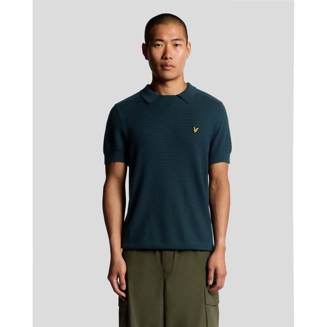 Herringbone Knitted Polo Shirt