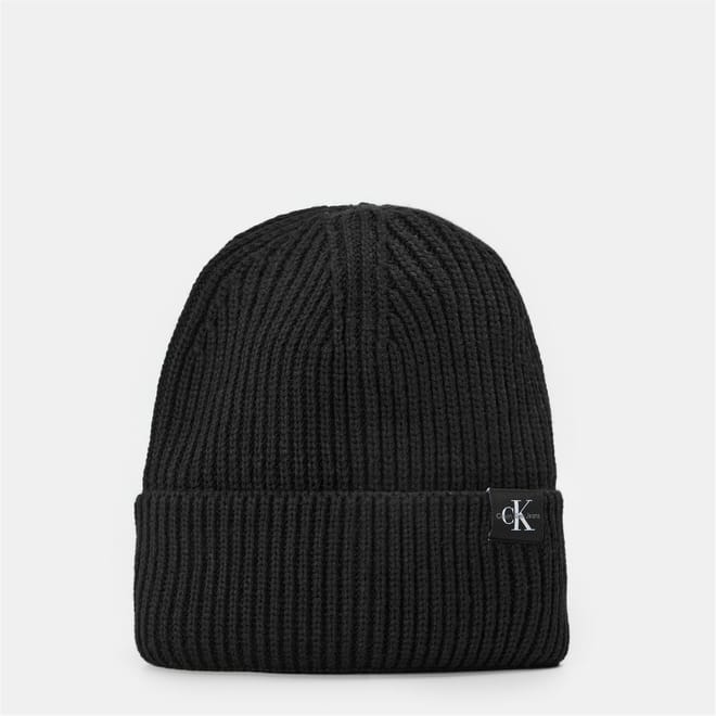 Junior Monogram Ribbed Turn Up Beanie