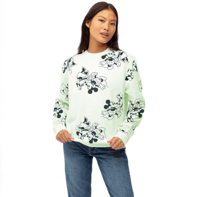 Mickey Mouse Logo Print Crew Neck Sweater