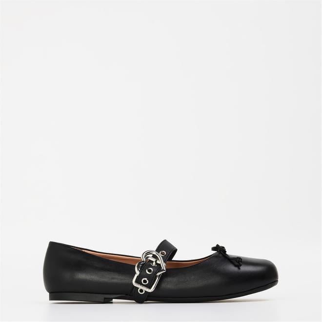 Heart Buckle Belt Mary Jane Flats