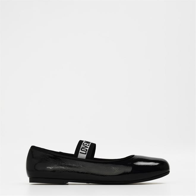 Logo Print Strip Ballerina Flats