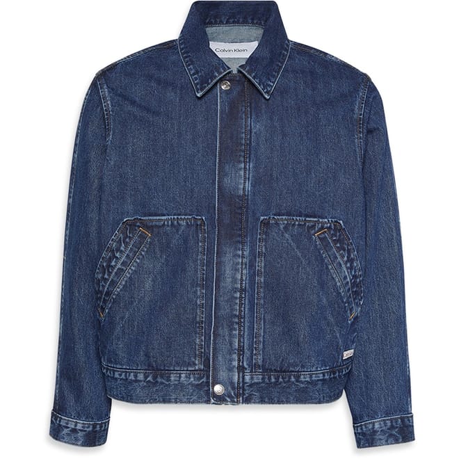 Solid Patterned Snap Button Front Pocket Denim Jacket