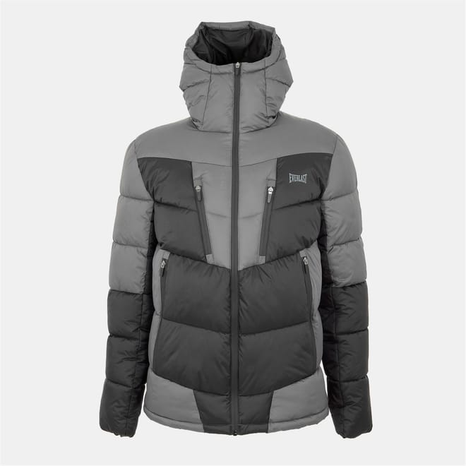 Tech Color Block Hooded Zipped Pocket Puffer Jacket