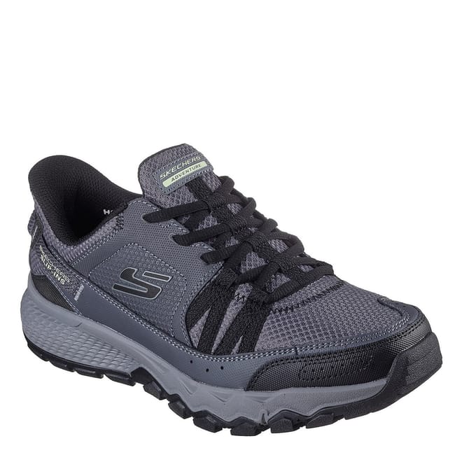 Mens Slip Ins Leather Overlay Lace Up W Slip On Trainers