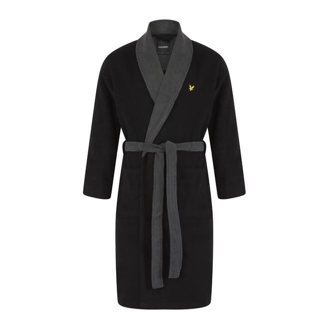 Contrast Trim Shawl Neck Long Sleeve Robe