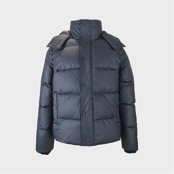 Appledore Solid Patterned Hooded Snap Button Puffer Jacket