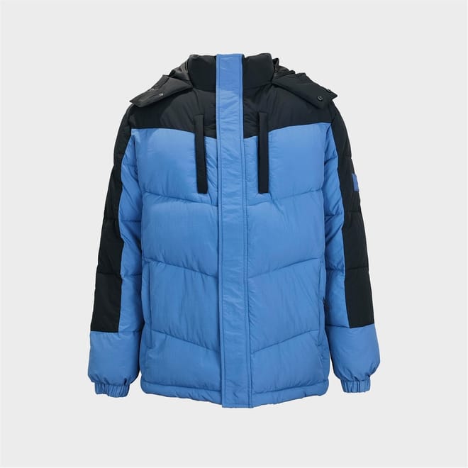 Hooded Neck Color Block Puffer Jacket