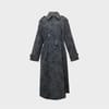 Marble Patterned Lapel Collared Suede Trench Coat