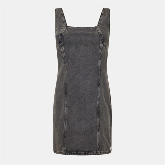 Denim Square Neck Sleeveless Mini Dress