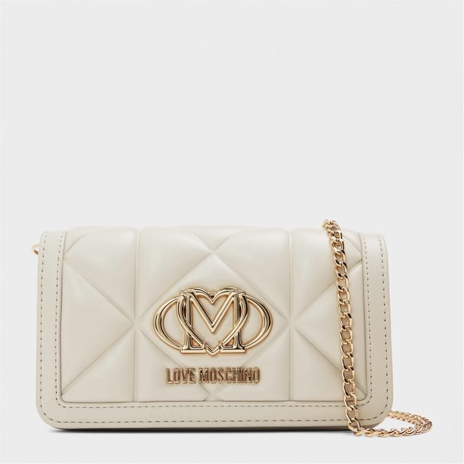 Geometric Patterned Quilt Wallet on Chain Clutch