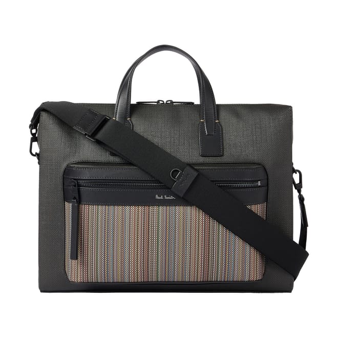 Striped Patterned Rectangle Briefcase with Logo