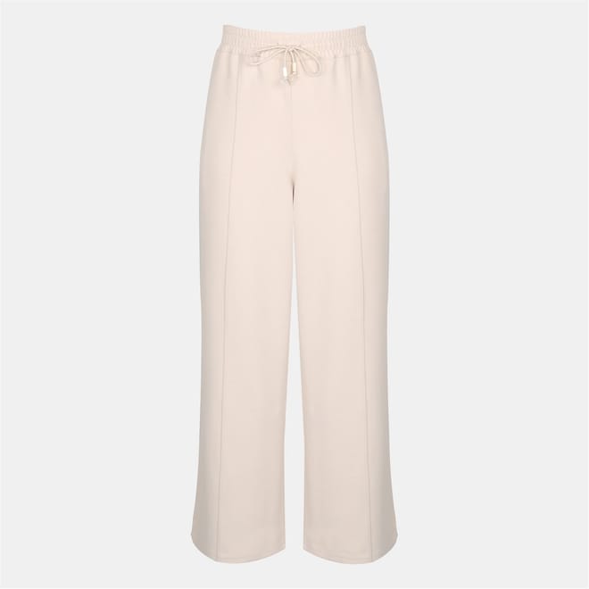 Solid Patterned Wide Leg Joggers with Logo