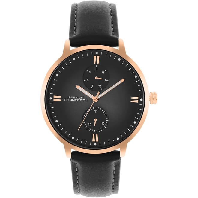 Connection Opus Black Round Dial Mens Multi Function Watch