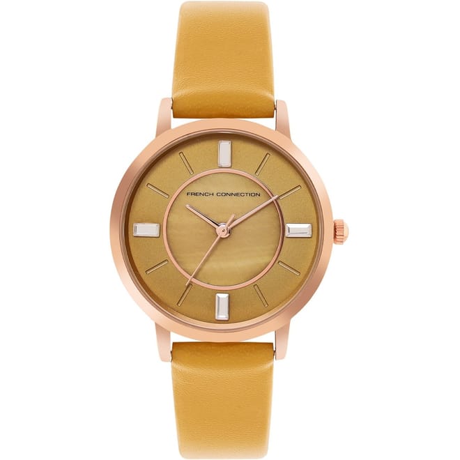 Womens Connection Ephiphany Mop Mustard Round Analog Watch For