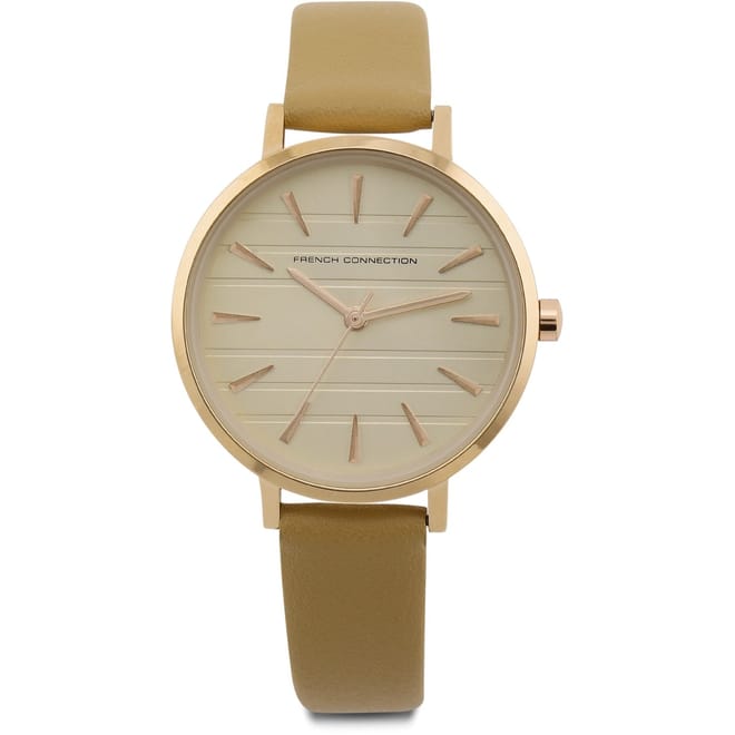 Womens Connection Tan Round Analog Watch For