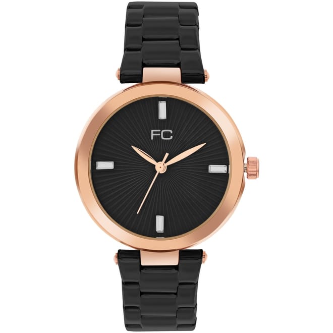 Womens Connection Colette Black Round Analog Watch For