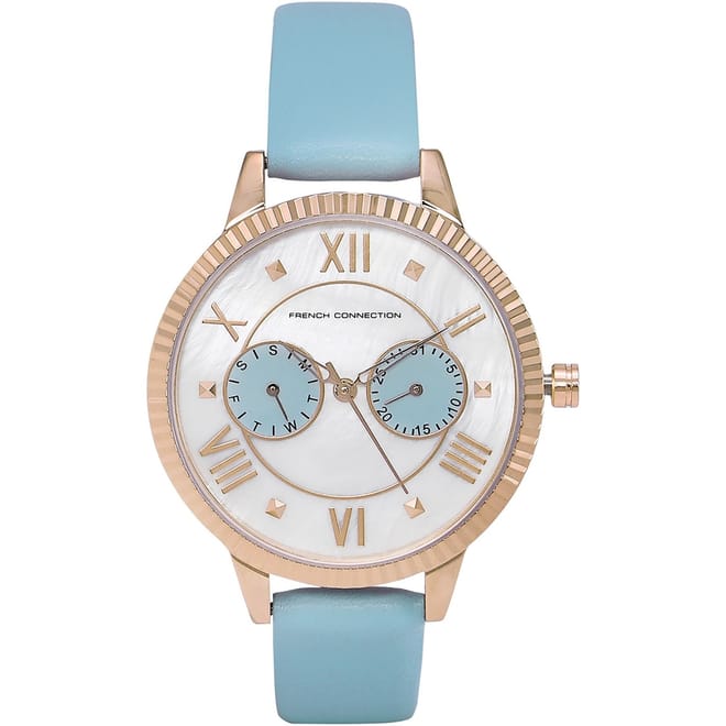 Womens Connection White Mop Dial With Sky Blue Eyes Luxury Watch For