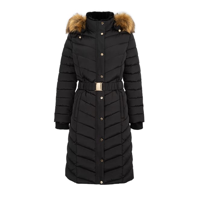Womens Solid Patterned Hooded Ribbed Cuff Zipped Pocket Puffer Coat