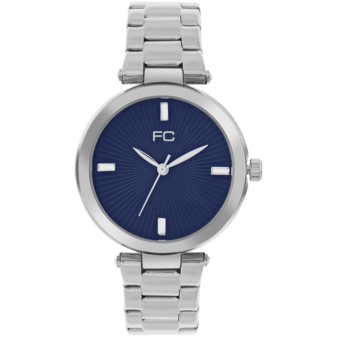 Womens Connection Colette Blue Round Analog Watch With Steel Metal Strap For