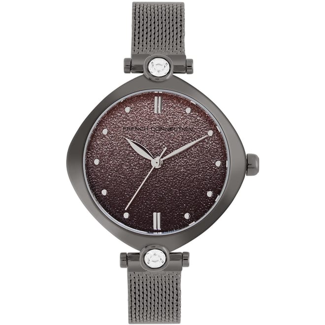 Womens Connection Sheen Shimmer Round Analog Watch With Mesh Strap For