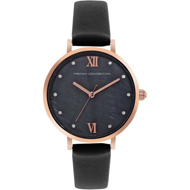 Womens Connection Serene Mop Black Round Analog Watch For