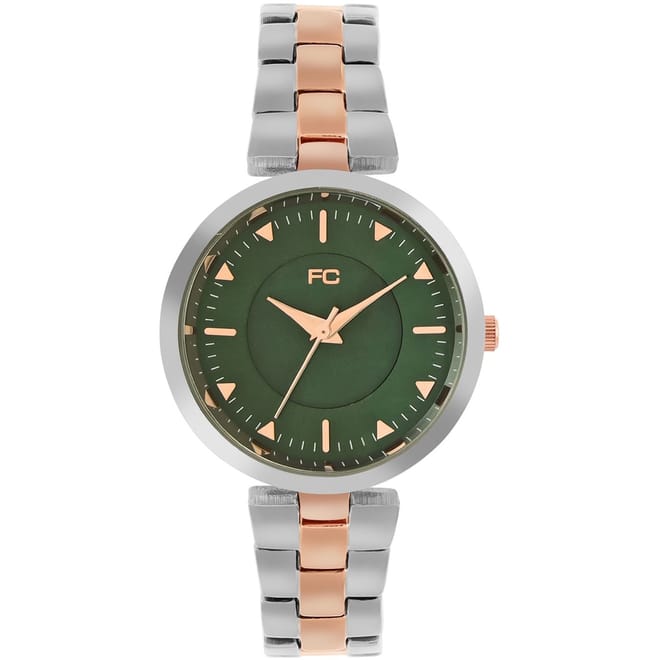 Womens Connection Suki Green Round Analog Watch Rose Tone Metal For