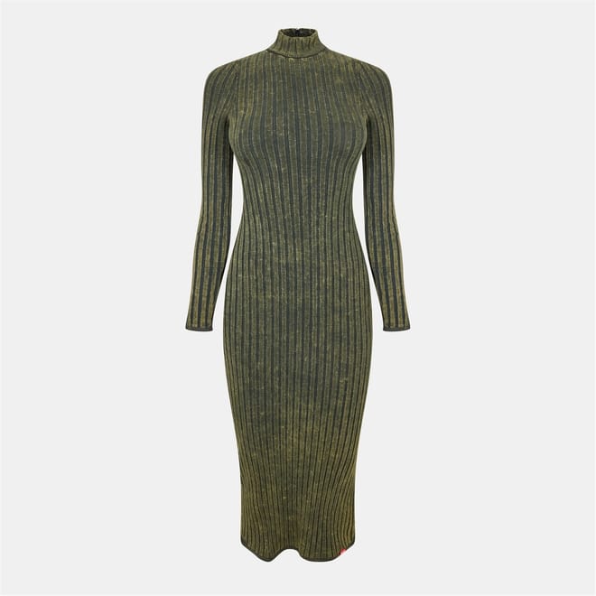 Wavya Mock Neck Long Sleeve Midi Dress