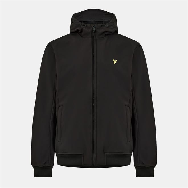 Solid Patterned Hooded Softshell Jacket with Ribbed Cuff