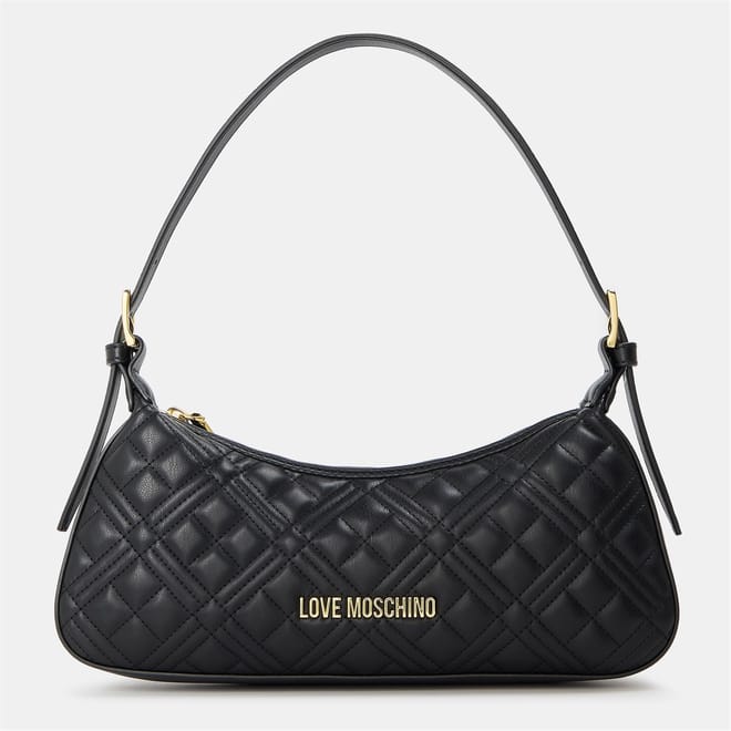 Superq Shoulder Geometric Patterned Crescent Baguette Bag