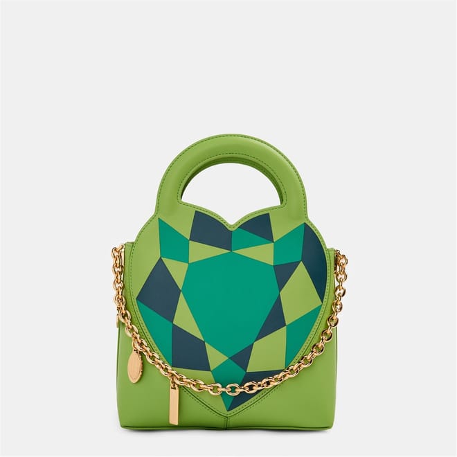 Geometric Patterned Charm Tote with Chain