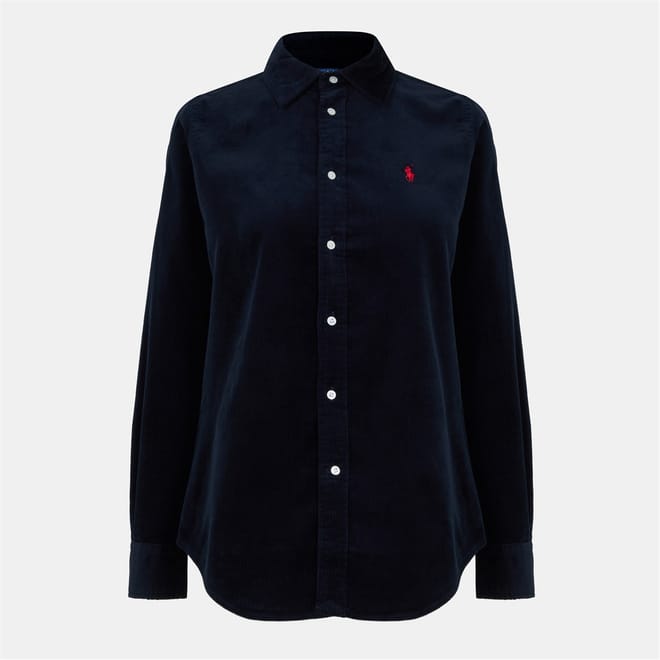 Collared Neck Long Sleeve Polo Shirt