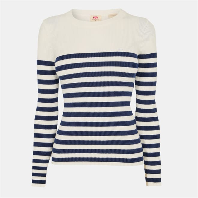 Ribbed Collar Crew Neck Long Sleeve Sweater