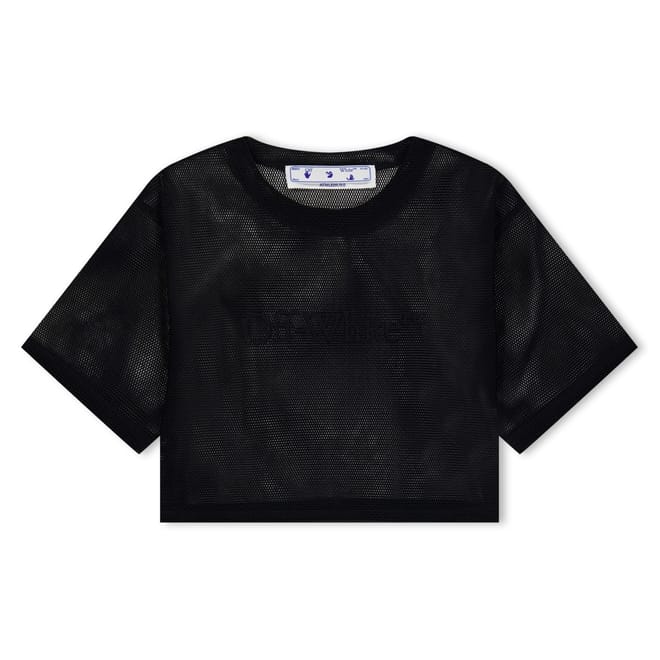Mesh Crew Neck Short Sleeve Crop T-Shirt