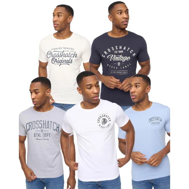 5 Pack of College Theme Print T-Shirts