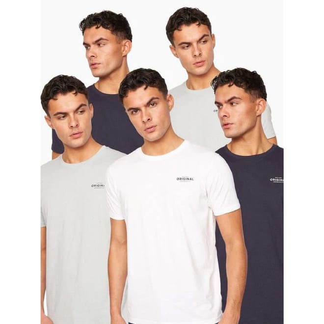 5 Pack of Bailtee Print T-Shirts