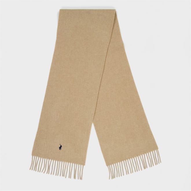Polo Wool Oblong Scarf with Embroidery