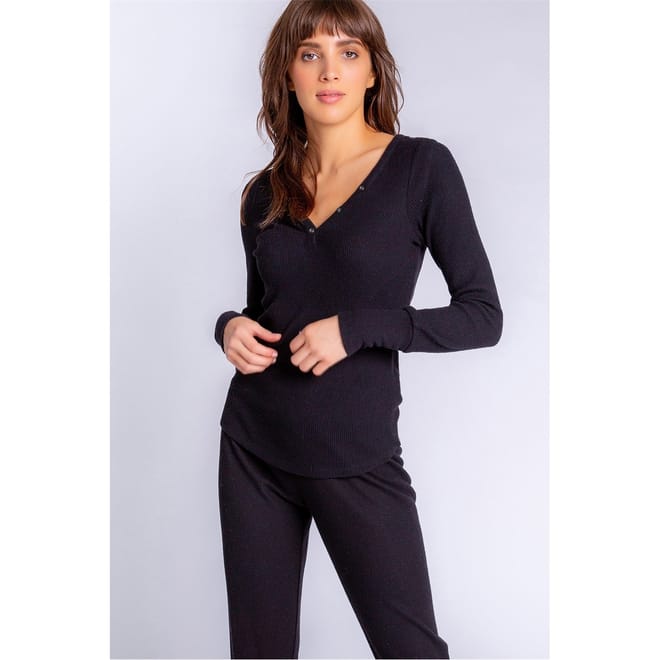 Salvage Ribbed Henley Top